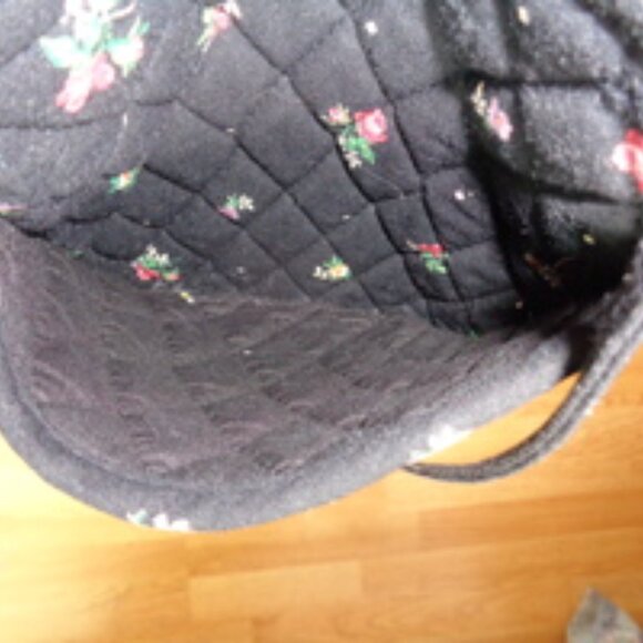 Vera Bradley PETIT POINT Shoulder Crossbody Bag Black Purse Handbag Tote Roses - Picture 11 of 12